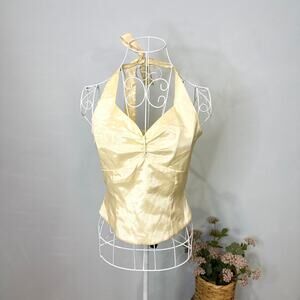 Stunning vintage 60s butter yellow/ cream victorian/edwardian halter top